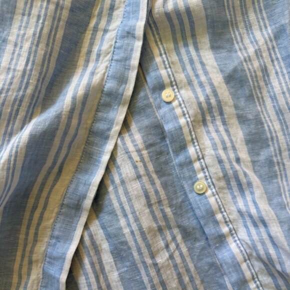 MEDIUM H&M Lemlem Blue Stripe Linen Shirtdress  Boho Beach Dress - Picture 13 of 13